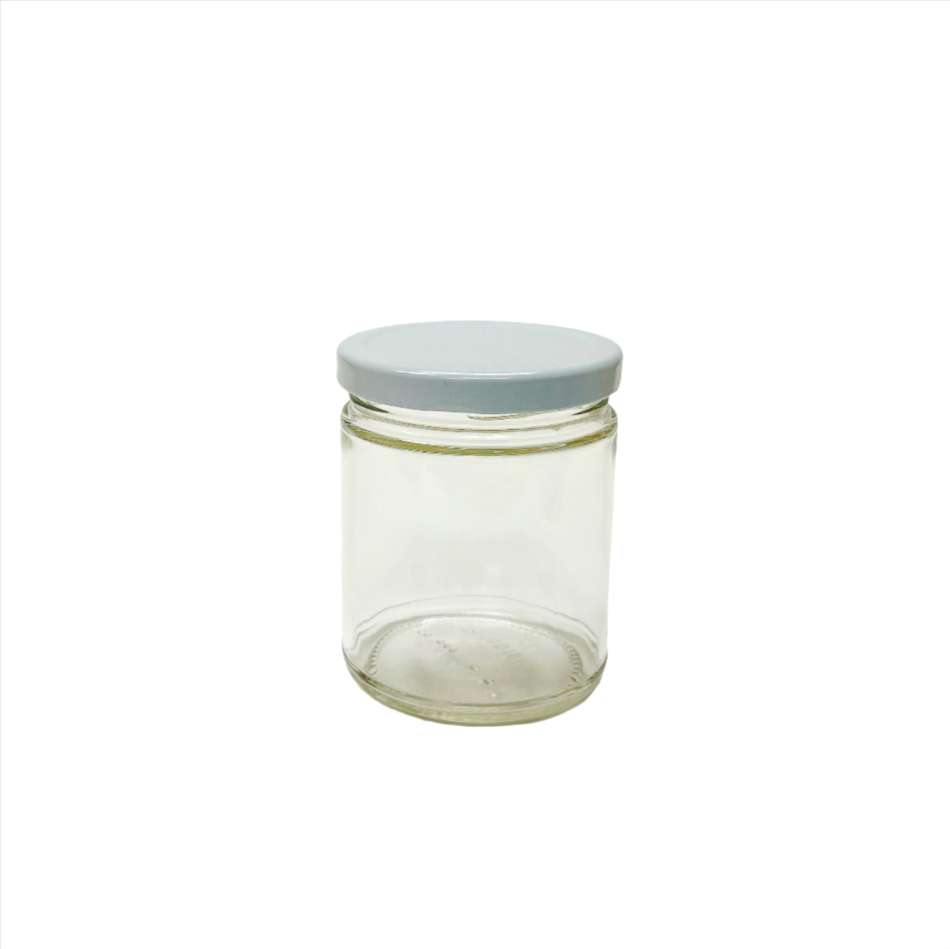 glass jar with white lid