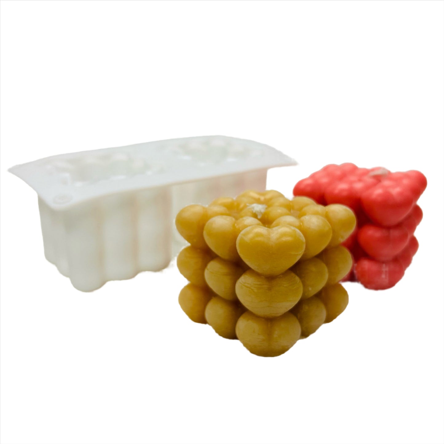 bubble cube hearts silicone mold